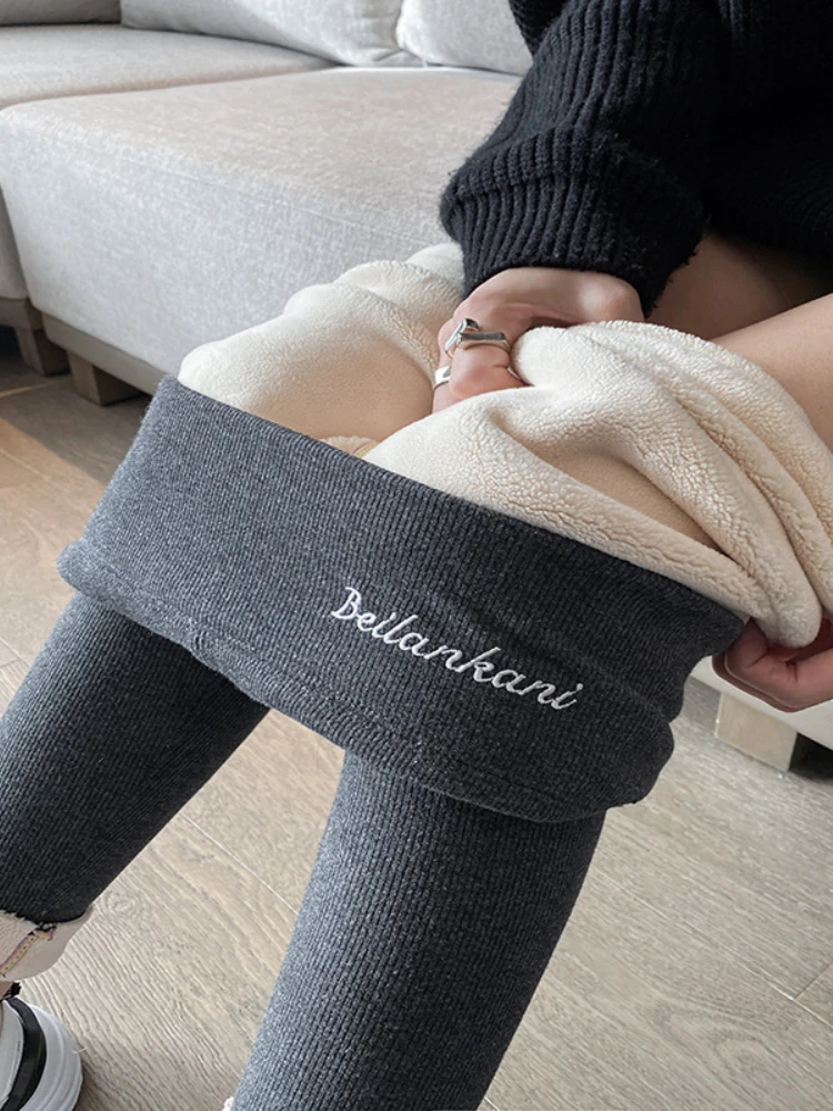 2022 Wool Thick Warm Winter Leggings For Women High Waist Velvet Leggings  Grey Black Winter Pants Women Fleece Thermal Leggings - Leggings -  AliExpress