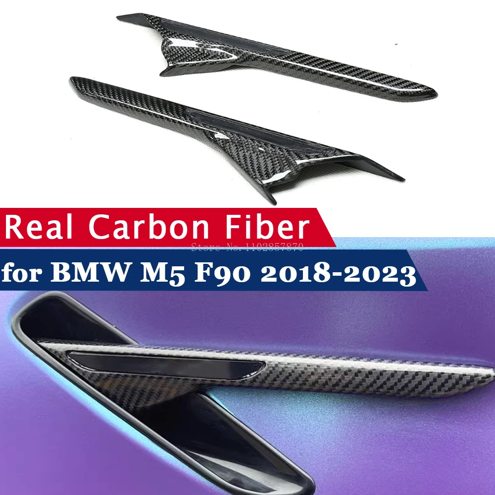 

For BMW M5 F90 2018-2023 Car Accessories Real Carbon Fiber Fender Air Outlet Emblem Trim Sticker Exterior Trim Bodykit