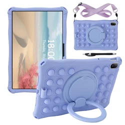 Versatile Rotating Handle Grip Stand Silicone Case for Honor Pad X8b 2026 (Purple Strap - Pen)