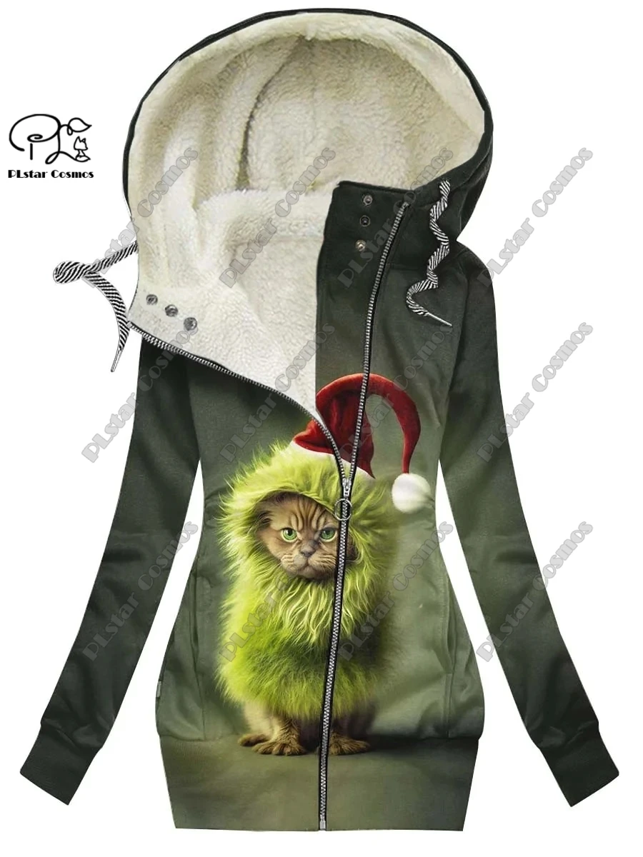 New 3D printed animal series cute cat pattern velvet warm women's long zipper hoodie coat commuting casual winter M-1 for samsung galaxy a23 4g 5g global version shockproof phone case scratch resistant soft tpu phone protector imd pattern printed cover mermaid