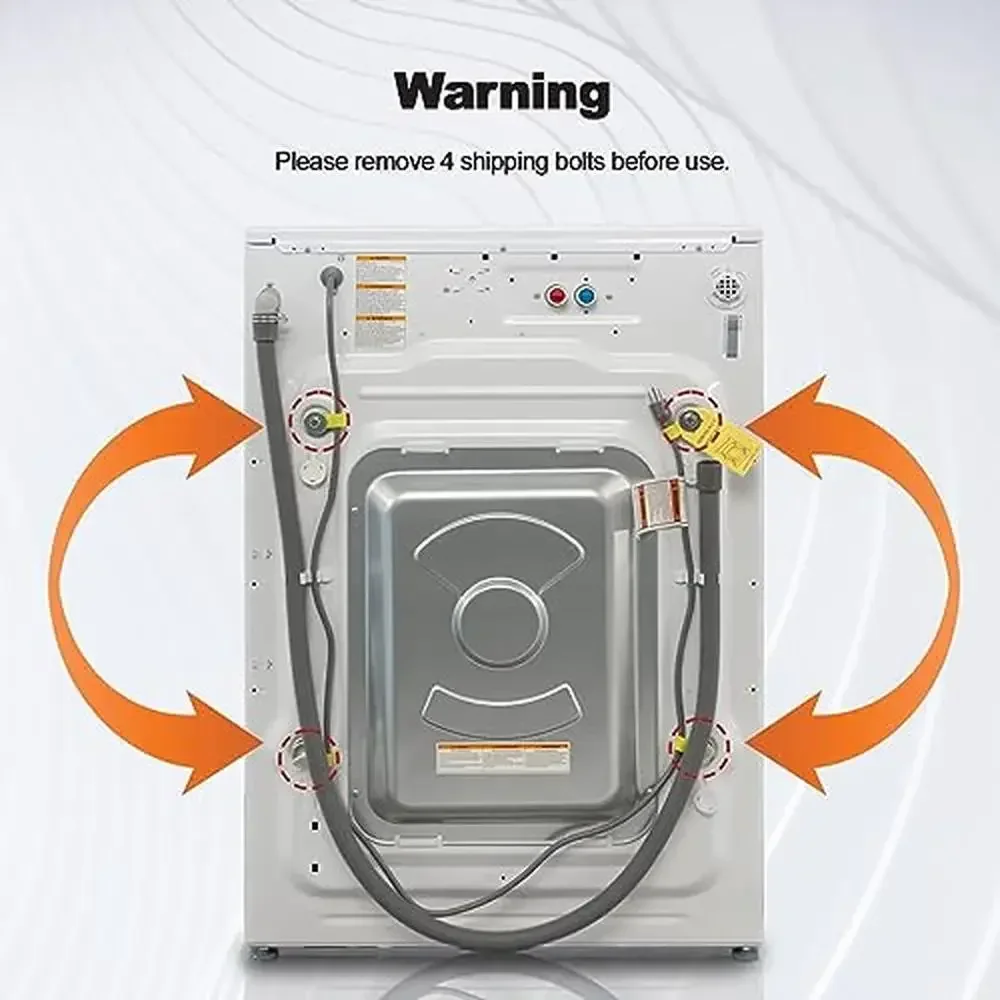 27in Front Load Washer 4.5 Cu. Ft. Capacity Steam Quiet Motor LED Control 12 Wash Cycles Tub Clean Energy Saving Closet Depth