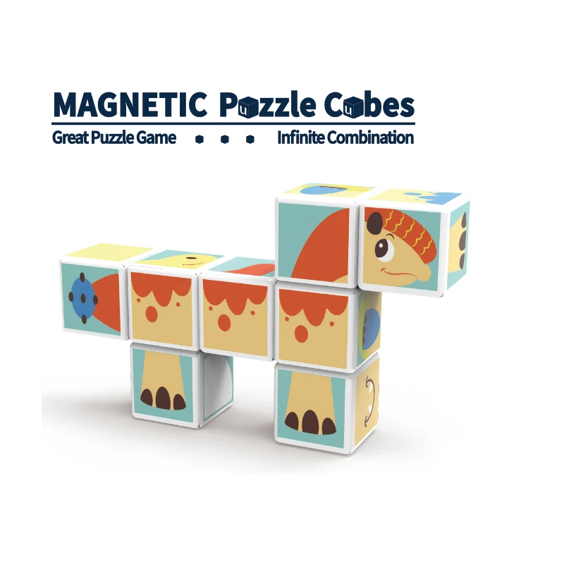 

Children's Magnetic Connection Toys Puzzle Tile Building Blocks Magnet Animal Combination Montessori Education Set