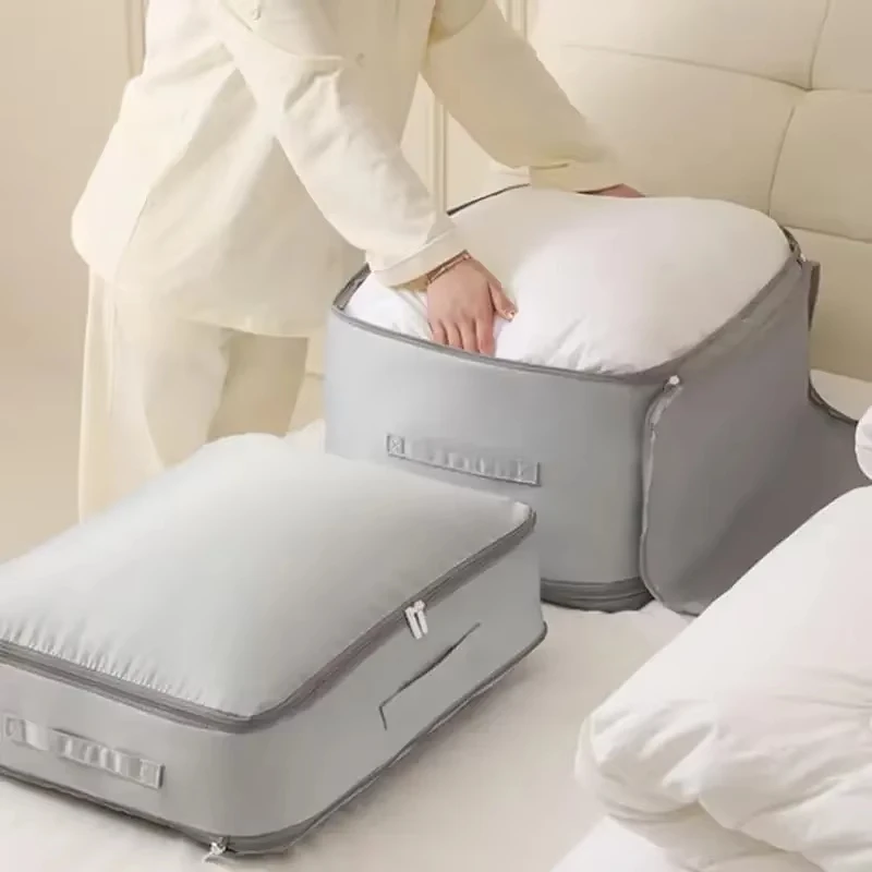 Heavy-Duty Self-Compressing Storage Bag Portable Organizer For Clothes Blankets & Quilts Ideal For Closet Organization
