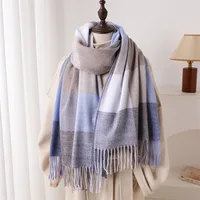 Luxury Fashion Rainbow Color Plaid Designer Winter Scarf Women Cashmere Shawl Outdoor Blanket Wrap Pashmina Tassel Warm Lady - Image 5