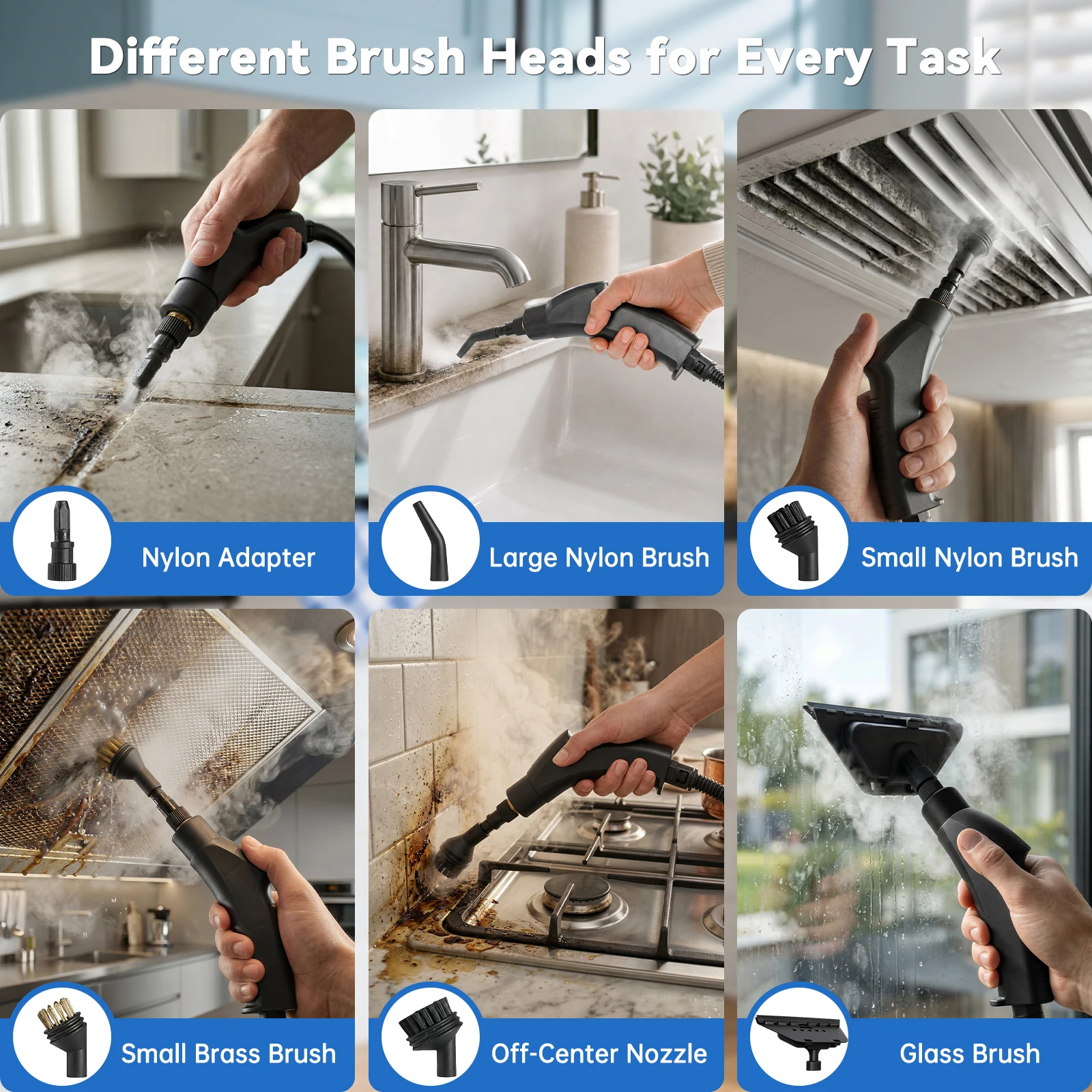 2500W High Temperature Steam Cleaner 110V Portable Handheld Steam Cleaning Machine With Multiple Accessories US Plug 4