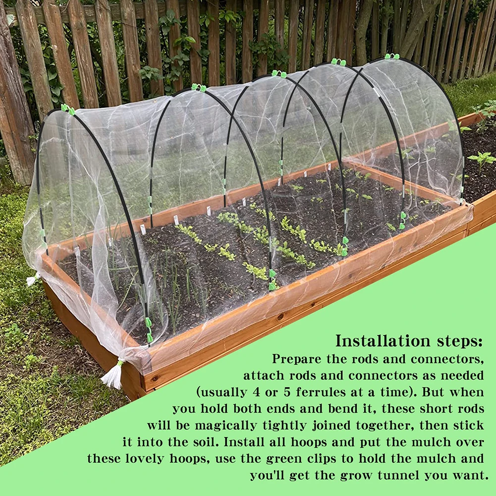 

Insect Netting Garden Fiber Sticks Arch Set Durable Material Easy To Assemble More Durable Greenhouse Hoop