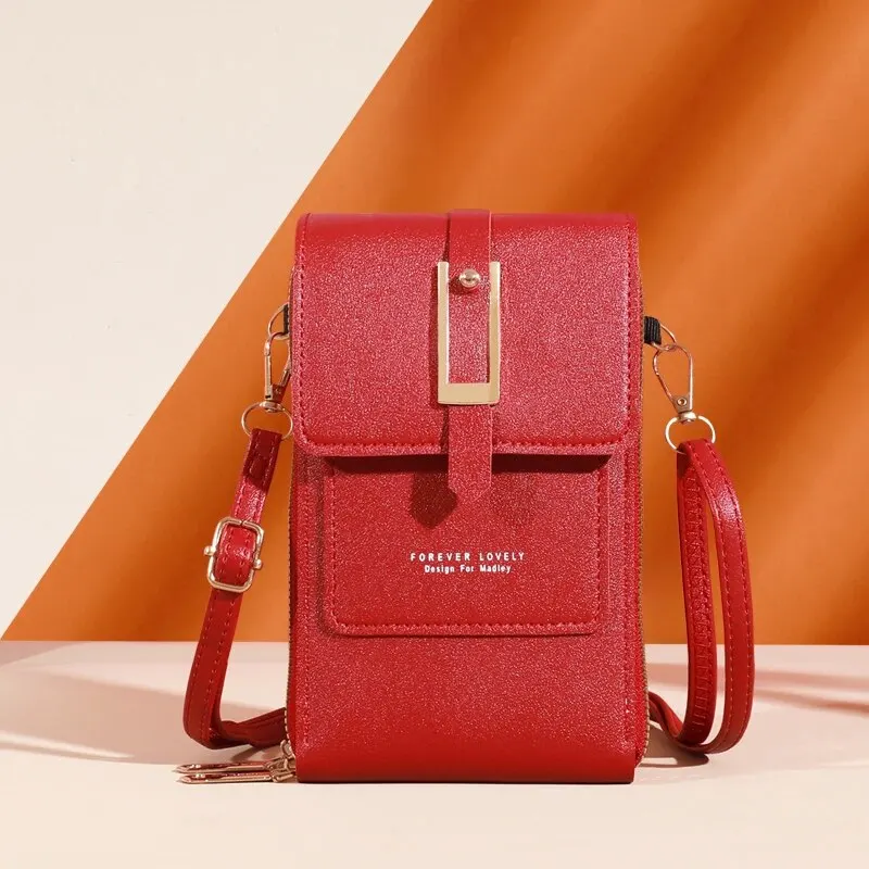 Sleek Faux Leather Crossbody Phone Purse with Card Slots