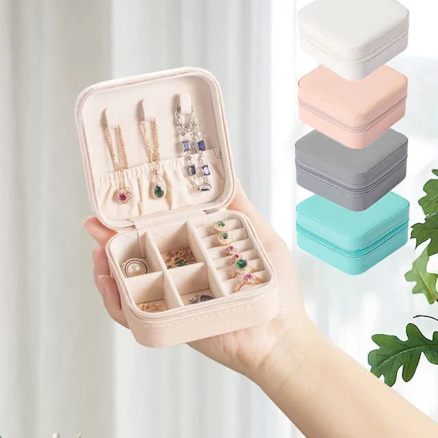 Hordozható Ékszerdoboz Ékszer Szervező Utazási Tok Tároló Dobozok Tartó Bőr Cipzár Ékszerészek Joyero Csomagolás