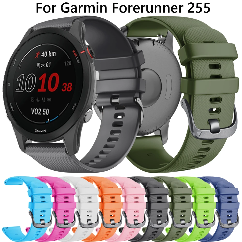 20 22mm Silicone Band For Garmin Forerunner 255 745 245 645 Smart Watch