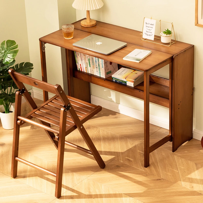 Folding Desk Computer Table Desk Student Household Small Desktop Solid Wood Bedroom Bedside Writing Workbench bedside cabinet 40x30x57 cm solid mango wood