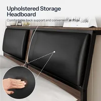 Upholstered Queen Size Headboard with Charging Station, Top Storage Shelf, Bed Frame Adapters, and Adjustable Height for Enhance 5
