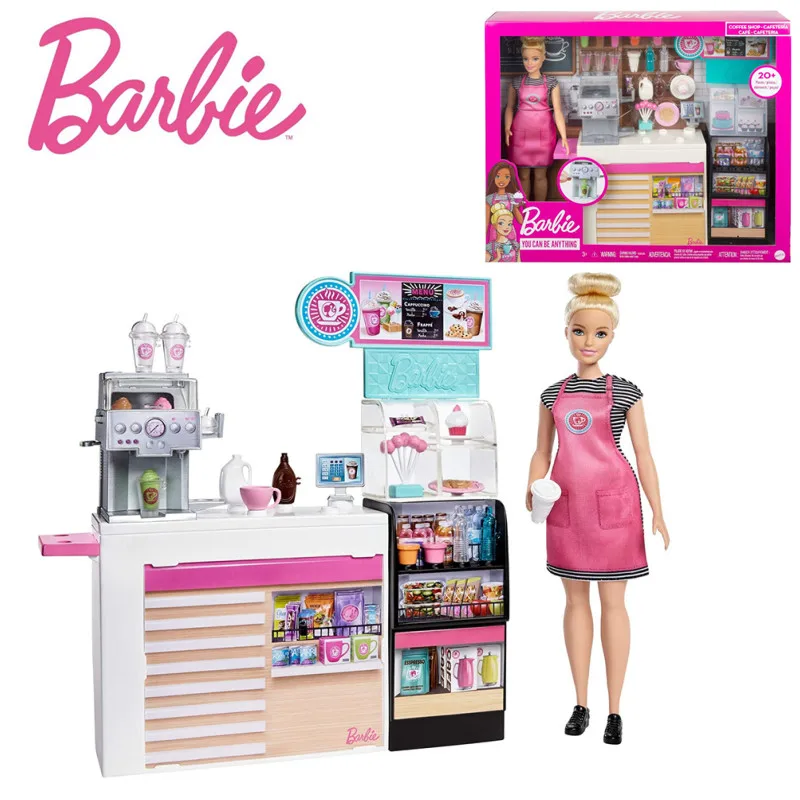 

Barbie You Can Be Anything Coffee Shop Playset 20Pcs Accessories Kids Dressup Simulate A House Game Birthday Gift GMW03 In Stock