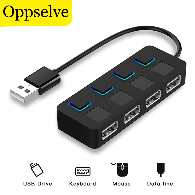 

5Gbps 4 Ports USB HUB High Speed Data Transmission Adapter With Buttons On And Off USB Splitter For PC Laptop Cable Connector
