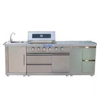 Armoire de cuisine extérieure moderne coréenne en acier inoxydable, nouveau jardin complet BBQ gaz Propane îlot en carbone 6