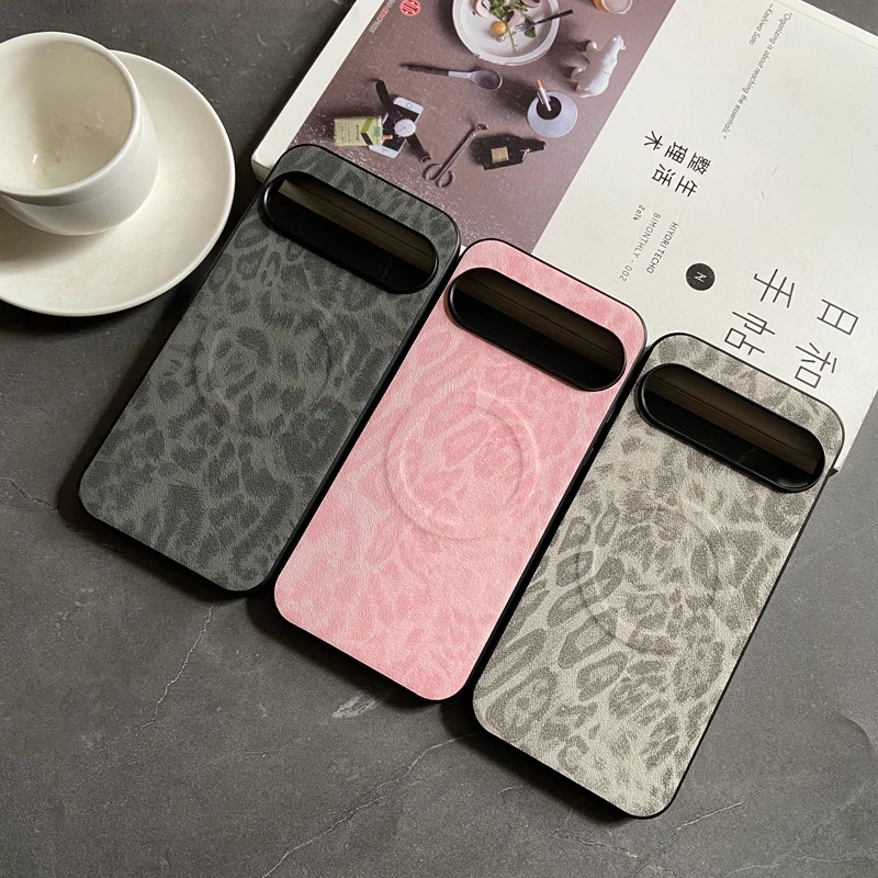 Magnetic Leopard Floral Leather Shockproof Case with Mag-safe PU Shell