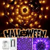Outdoor Halloween Spider Web LED Purple Lights Battery Powered 8 Modes 70LED String Lights Remote Control Garden Wall Decoration