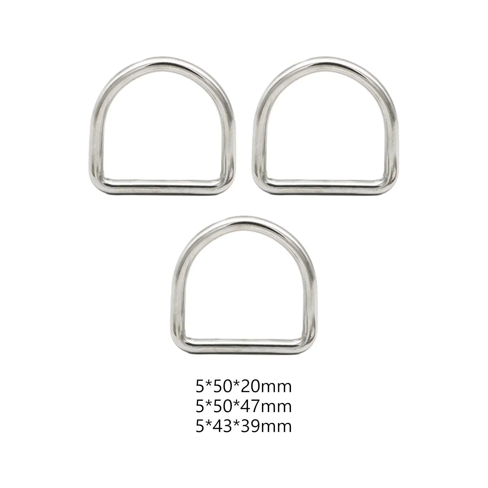 

3x Stainless Steel D Rings Clips DIY Accessories Yoga Rings Buckles for Webbing Backpack Straps Garment Belt Purse Making