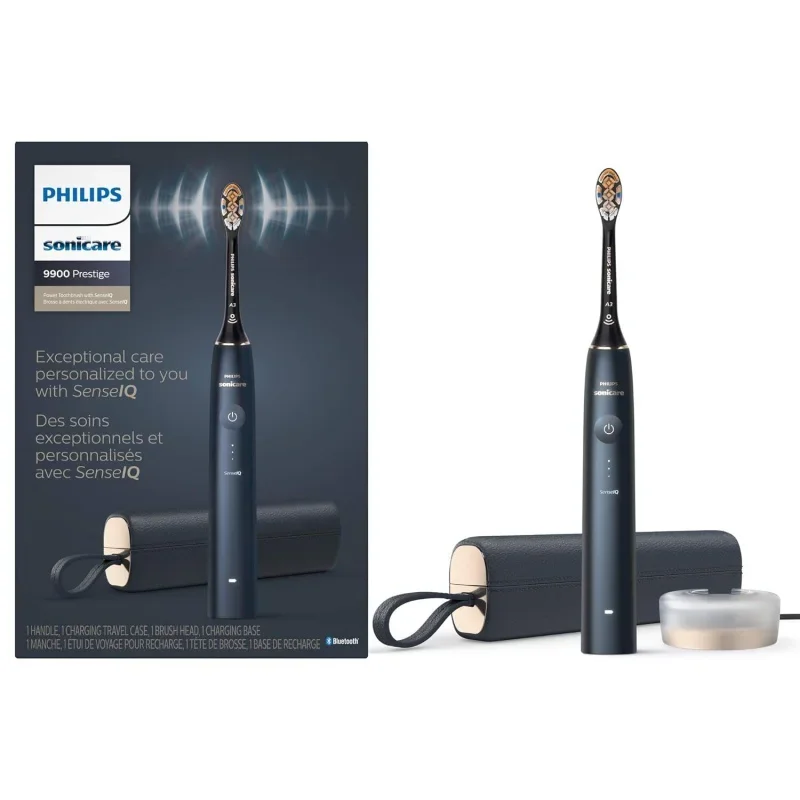 Spazzolino Elettrico Ricaricabile Philips Sonicare 9900 Prestige Con Senseiq, Midnight, Hx9996