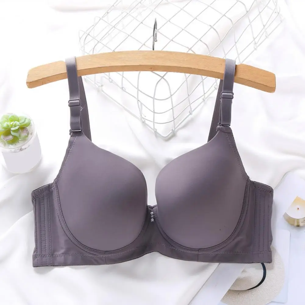 

3/4 Cup Underwire Bra Glossy Design Bra Comfortable Adjustable Push-up Bra with Thin Breast Support Back Closure Soft for Wear