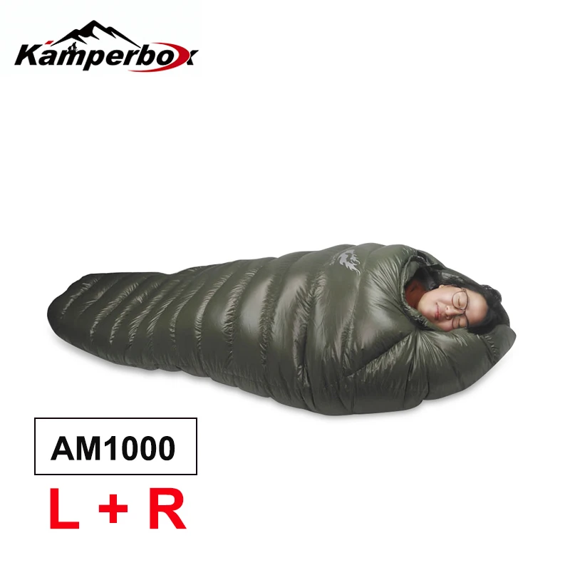 Kamperbox-Sac de couchage en duvet pour camping, température froide, double, hiver