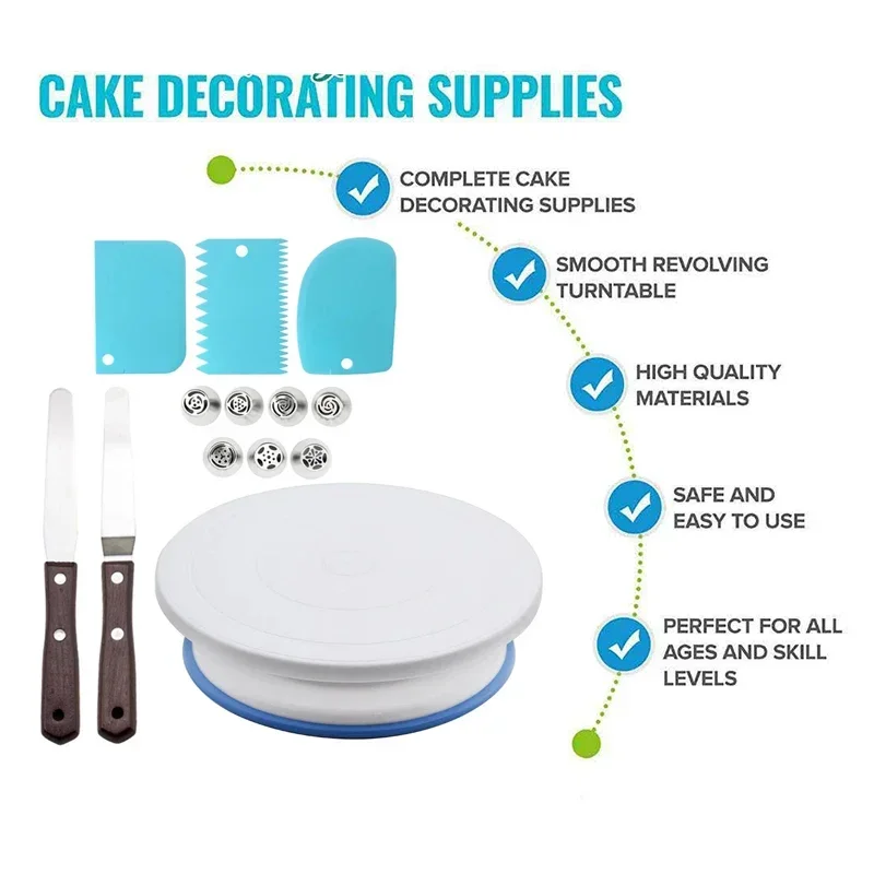 Deluxe Cake Decorating Kit with Piping Tips and Baking Accessories