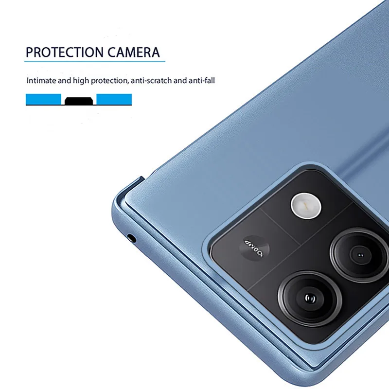 Enhanced Mirror Flip Case with Kickstand and Shockproof Protection - Sleek Protective Cover and Stylish Shell
