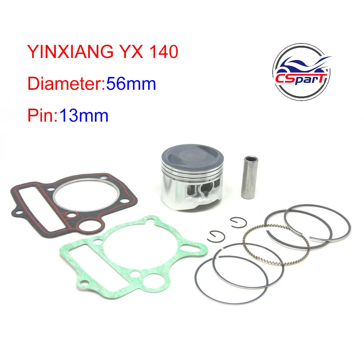 Akozon 56 Mm DIRT BIKE-Kolbenringe – Passend Für ZHONGSHEN PIT PRO DIRT BIKE & Yx140