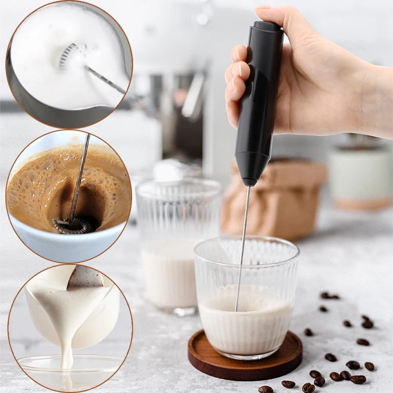 Electric Milk Frother Handheld Foaming Mixer Foamer Cappuccino Coffee