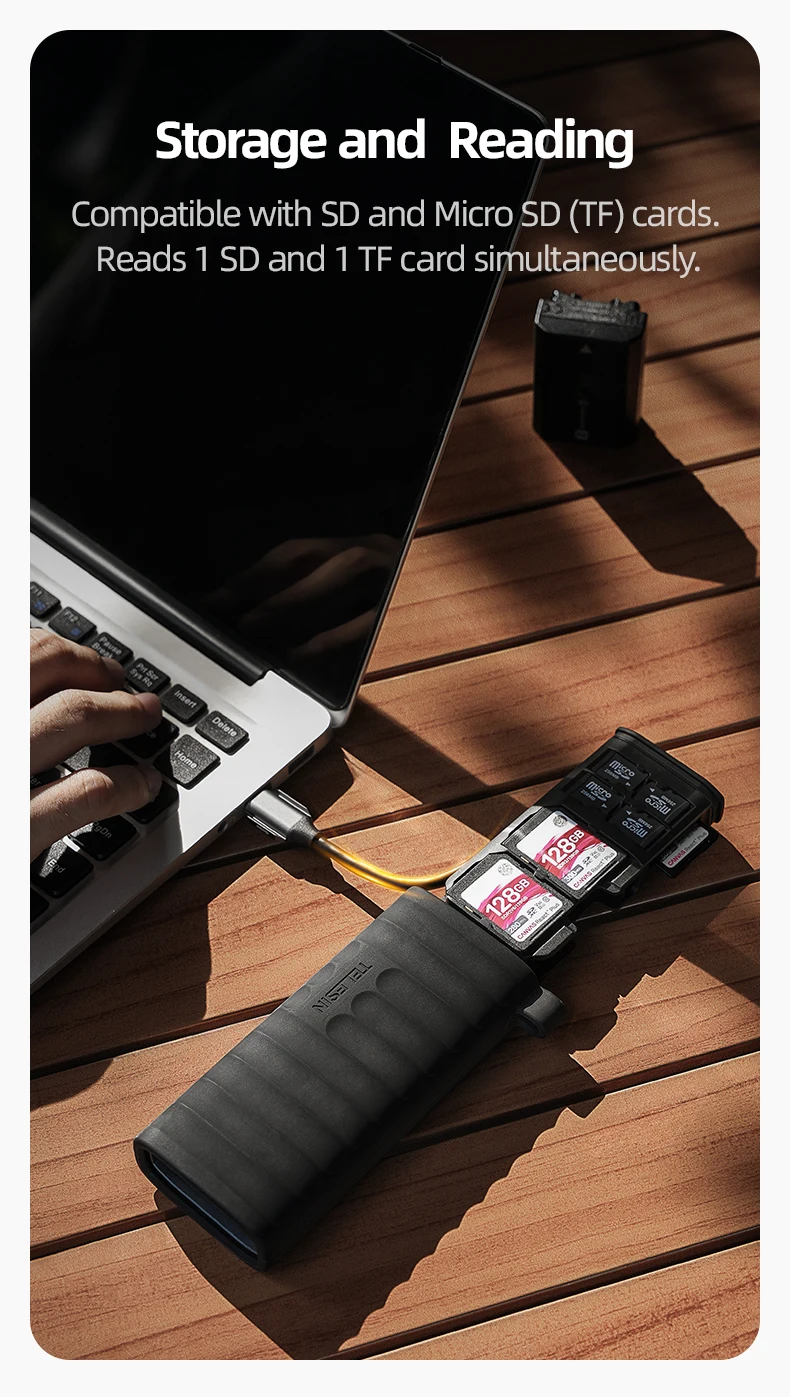 Description Picture 3 of itemTELESIN Micro SD Card Reader Storage Box High Speed Data Transmission Type-C 2-in-1 SD/TF Card Reader for PC Camera