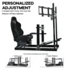 Aluminum Racing Simulator Cockpit, Triple Monitor Mount, Black Seat, Compatible Logitech/Thrustmaster/Fanatec, Multi-Adjustable 2