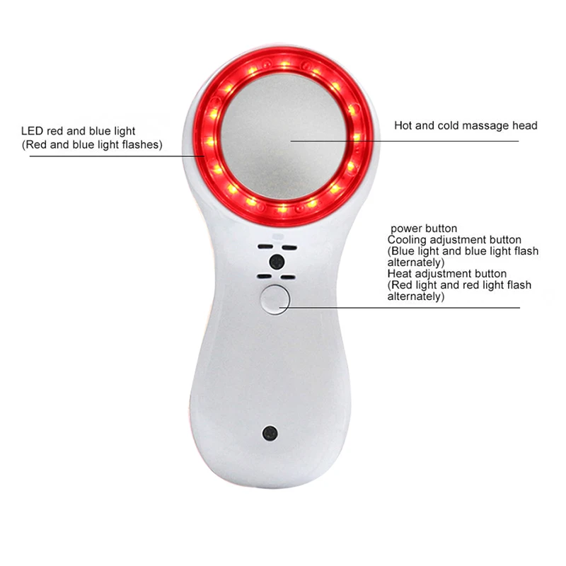 Skin Care Device Hot Cold Hammer Facial Skin Lifting Tighten Beauty Machine Skin Tag Removal Led Red Blue Light Rejuvenation Massage Device