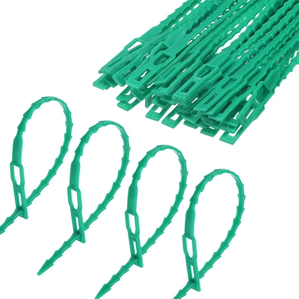 50pcs Adjustable Plastic Plant Cable Ties Reusable Cable Ties for Garden Tree Climbing Support Plant Vine Tomato Stem Clip