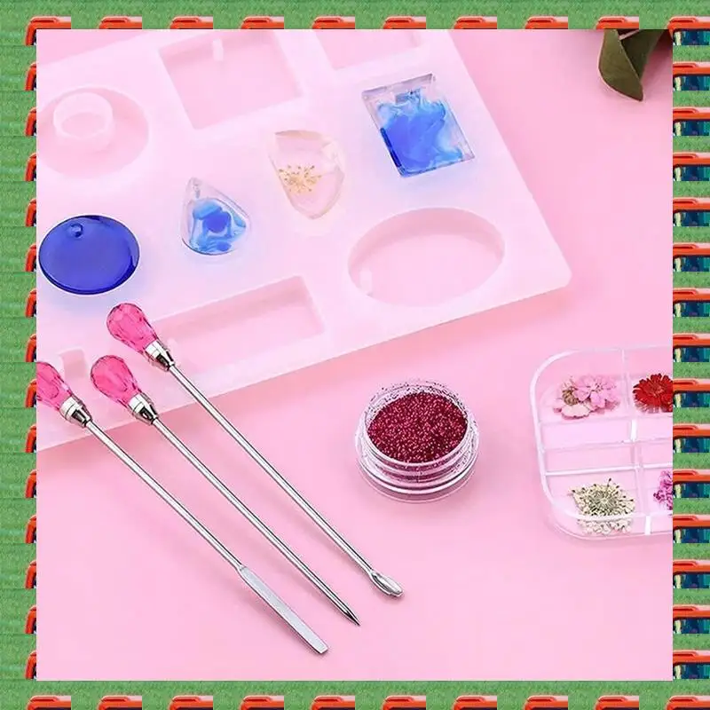 11-teiliges Harz-Werkzeug-Set In Rosa – Mit Pinzette, Rührstäbchen & Mehr Für DIY-Schmuck