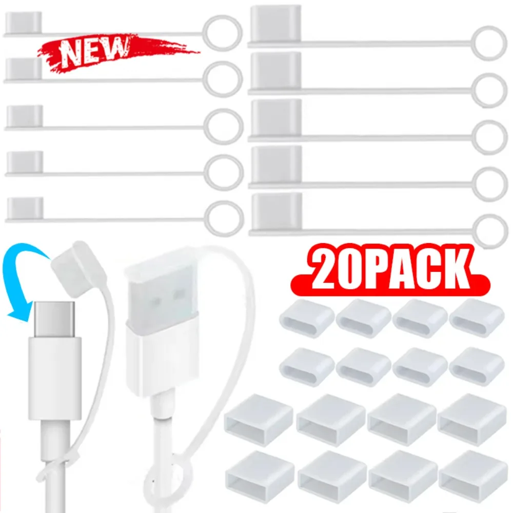 Clear Type-C USB Charging Port Dustproof Protector with Secure Rope Attachment