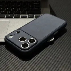 Suede Matte Solid Leather Shockproof Phone Case with Soft Silicone Rubber - iPhone 16 (Blue)