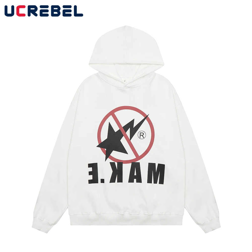 

Streetwear Letter Print Sweatshirts Mens Autumn Casual Loose Drop Shoulder Long Sleeve Hoodies Men