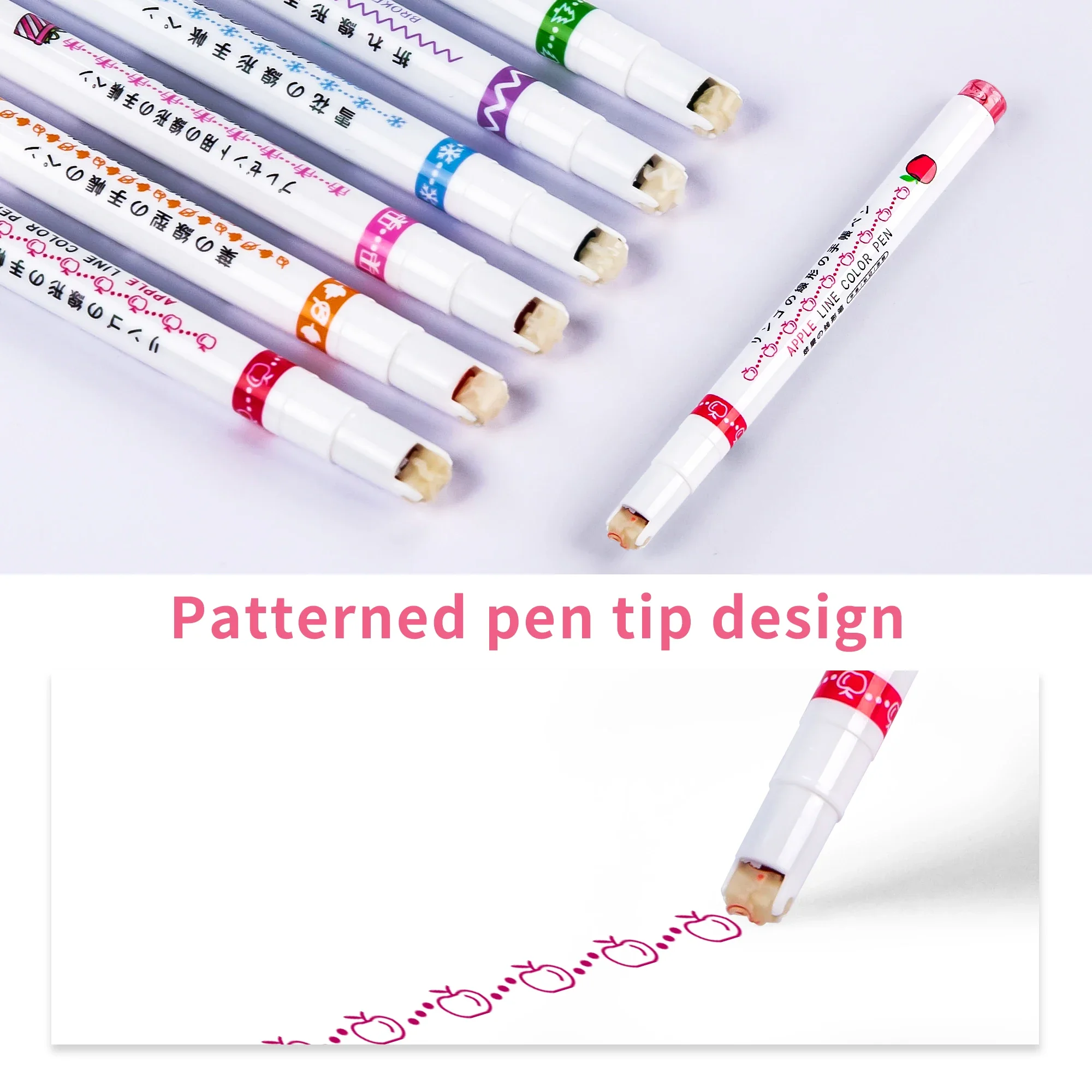 Highlighter Marker Highlighter Pen Marker Pen 3/6/8pcs Kawaii Flowers Line Shaped Highlighter Pens Roller Tip Curve Marker Pens Graffiti Pen Stationery School Office Supplies