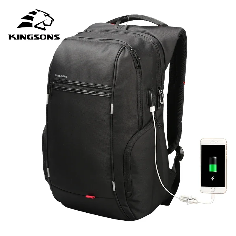 

Kingsons Brand External USB Charge Computer Bag Anti-theft Notebook Backpack 15/17 inch Waterproof Laptop Backpack for Men Women