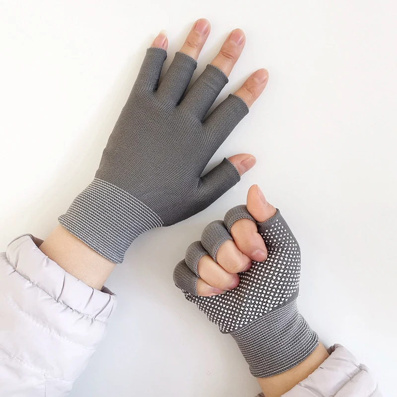 

Black Half Finger Fingerless Gloves For Women And Men Wool Knit Wrist Cotton Gloves
