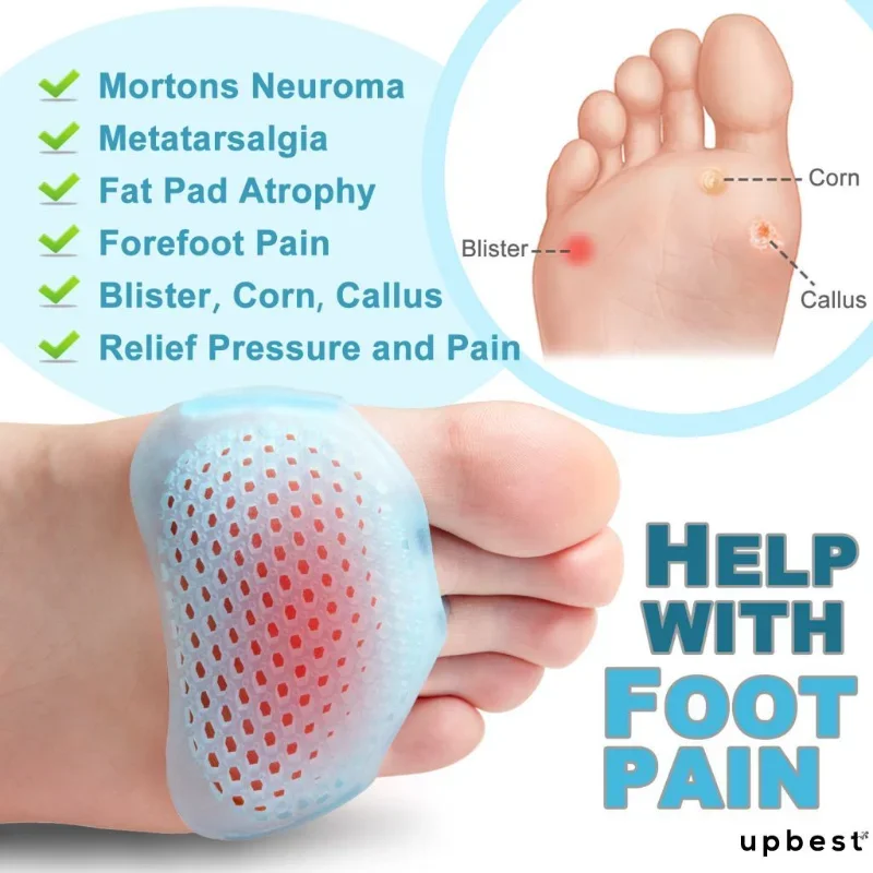 4PCS Silicone Forefoot Metatarsal Pads Pain Relief Orthotics Foot Massage Anti-Slip Protector Elastic Cushion Foot Care Tool forefoot pads forefoot cushion