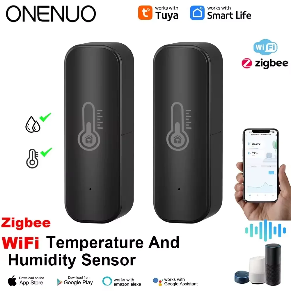 Smart Temperature Humidity Sensor Tuya Zigbee/ WiFi Smart Temperature Humidity Sensor Indoor Hygrometer APP Remote Control Works With Alexa Google Home Smart Home