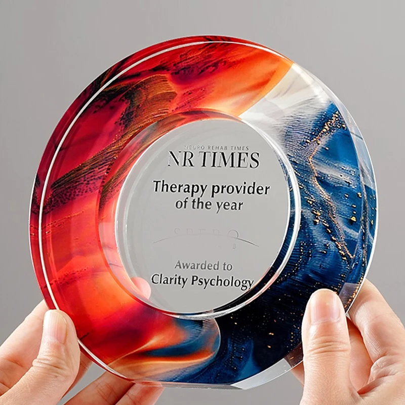 Customized Rotundity Crystal Trophy Color Printing Sports Annual Meeting Award Outstanding Employee Souvenir Home Decoration 1Pc