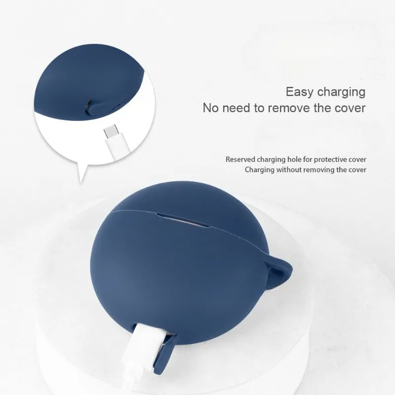 Silicone Shockproof Dust-Proof Earbuds Case with Keychain Hook
