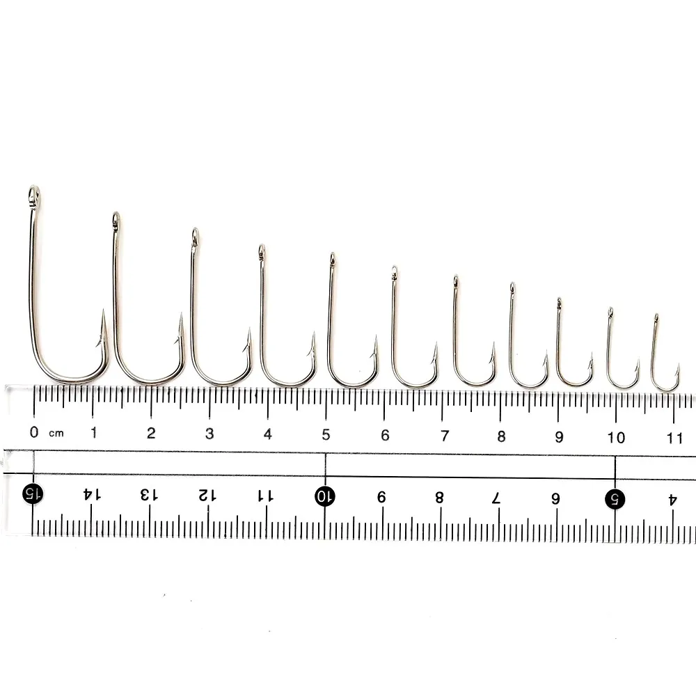 NGB 100 Stück 2335 High Carbon Steel Bent Sea Angelhaken mit Öse Nickel 10 # -20 # Runder Jighaken mit Widerhaken und Ring – Detail 3