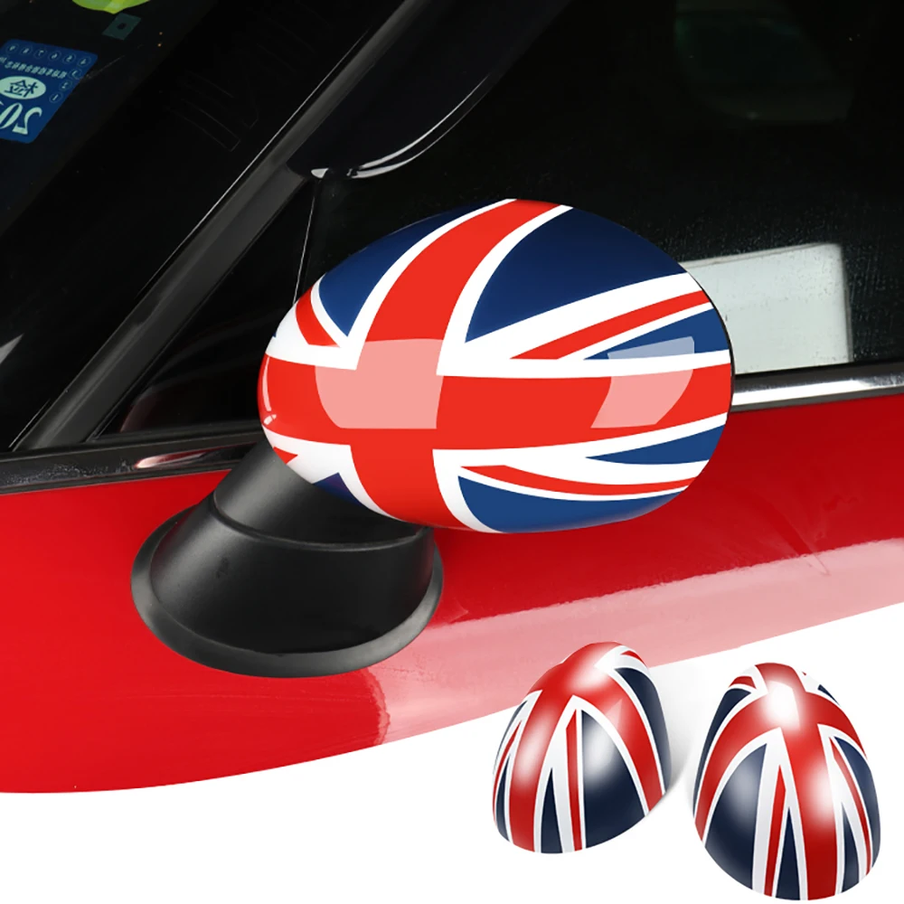 2pcs Union Jack Rear View Mirror Covers Stickers Car styling For Mini