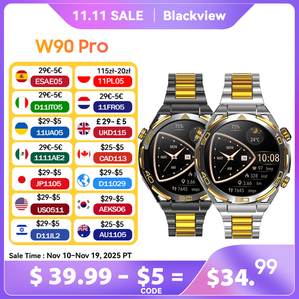 Blackview W90 Pro Smartwatch 1.43" AMOLED Display,Blood Oxygen,Bluetooth Calling,Heart Rate Monitor, Up to 20 Days  Battery Life