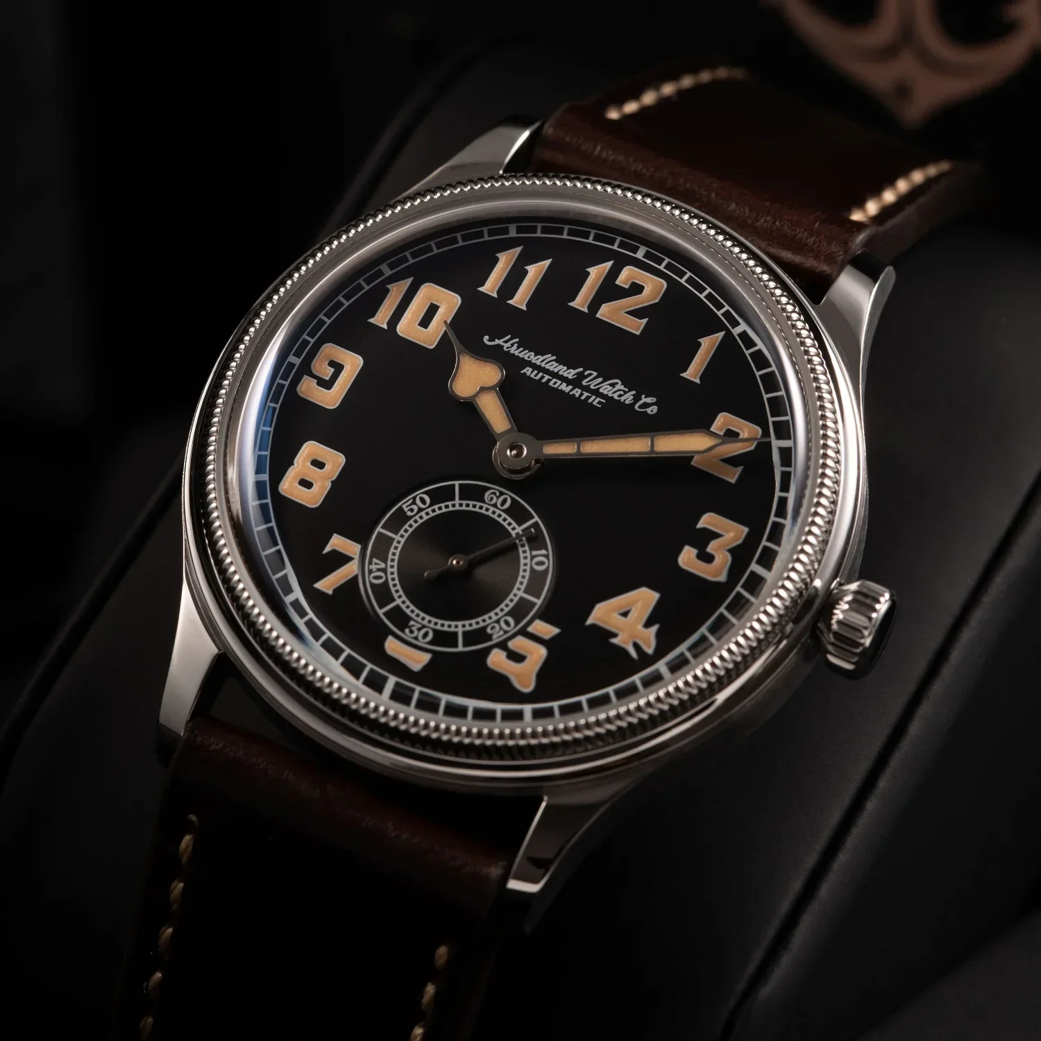 Hruodland Retro Classic Watch For Men ST1701 Movement Automatic Mechanical Diving Wristwatch K1 Mineral Surface Mirror