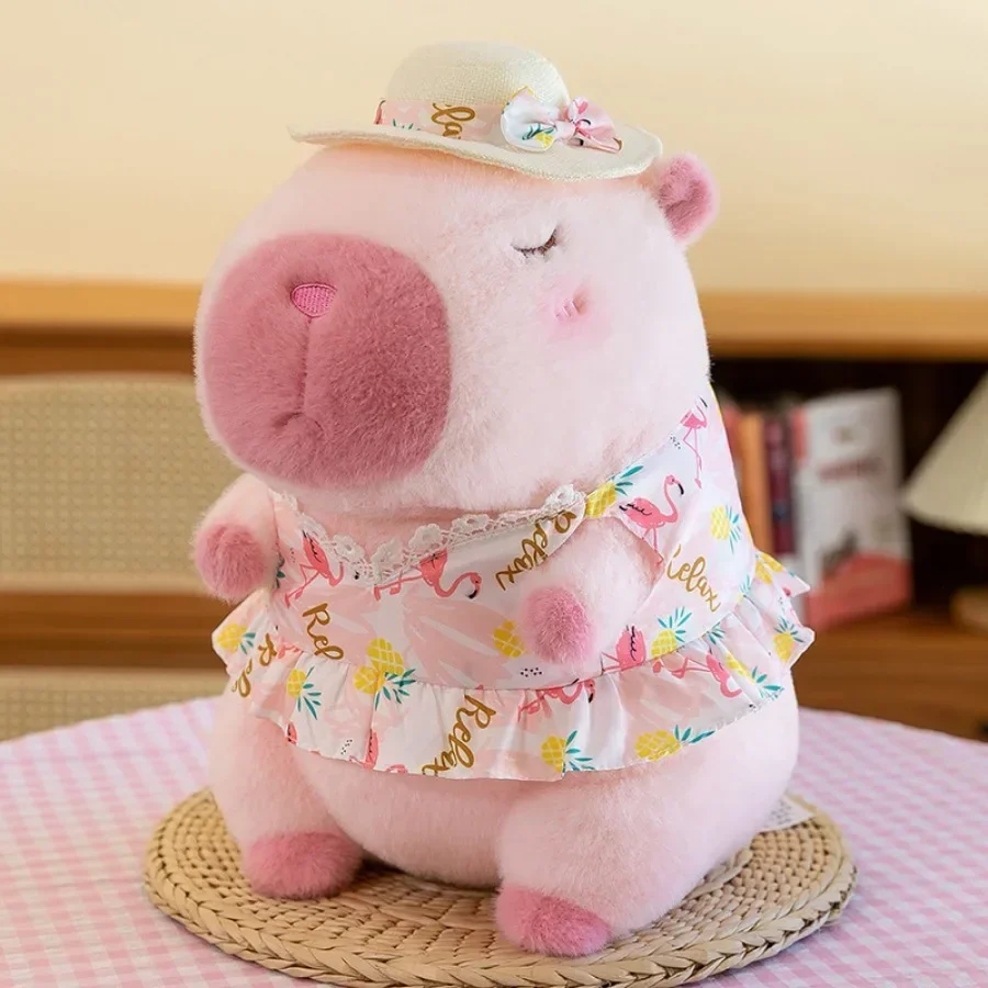 Children Yellow Duck Swim Ring Capybara Plush Toy Cute Simulation Beachwear Capibara Kawaii Stuffed Animal Birthday Travel Gift