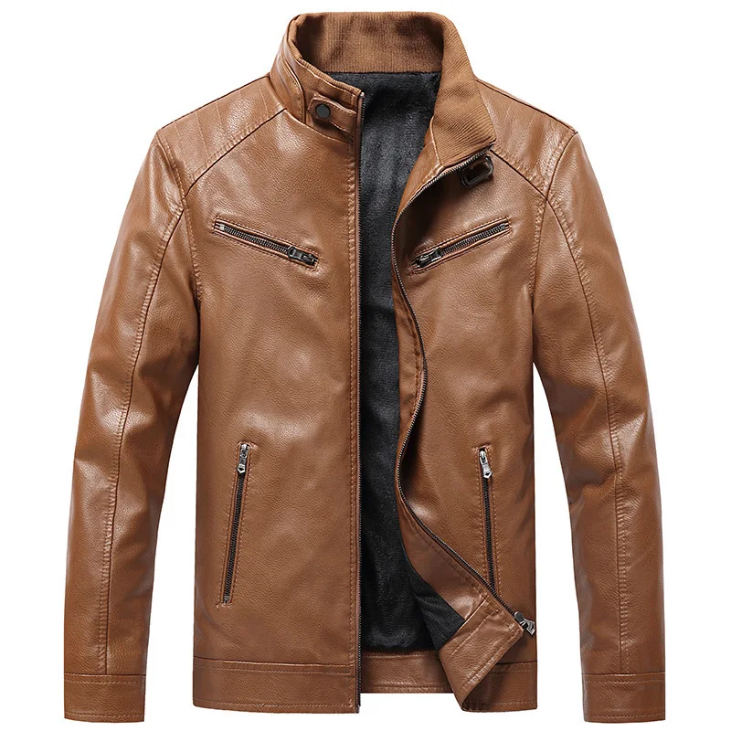 

Men's men's pu leather jacket men's trendy youth stand-up collar punk men's motorcycle leather jacket men