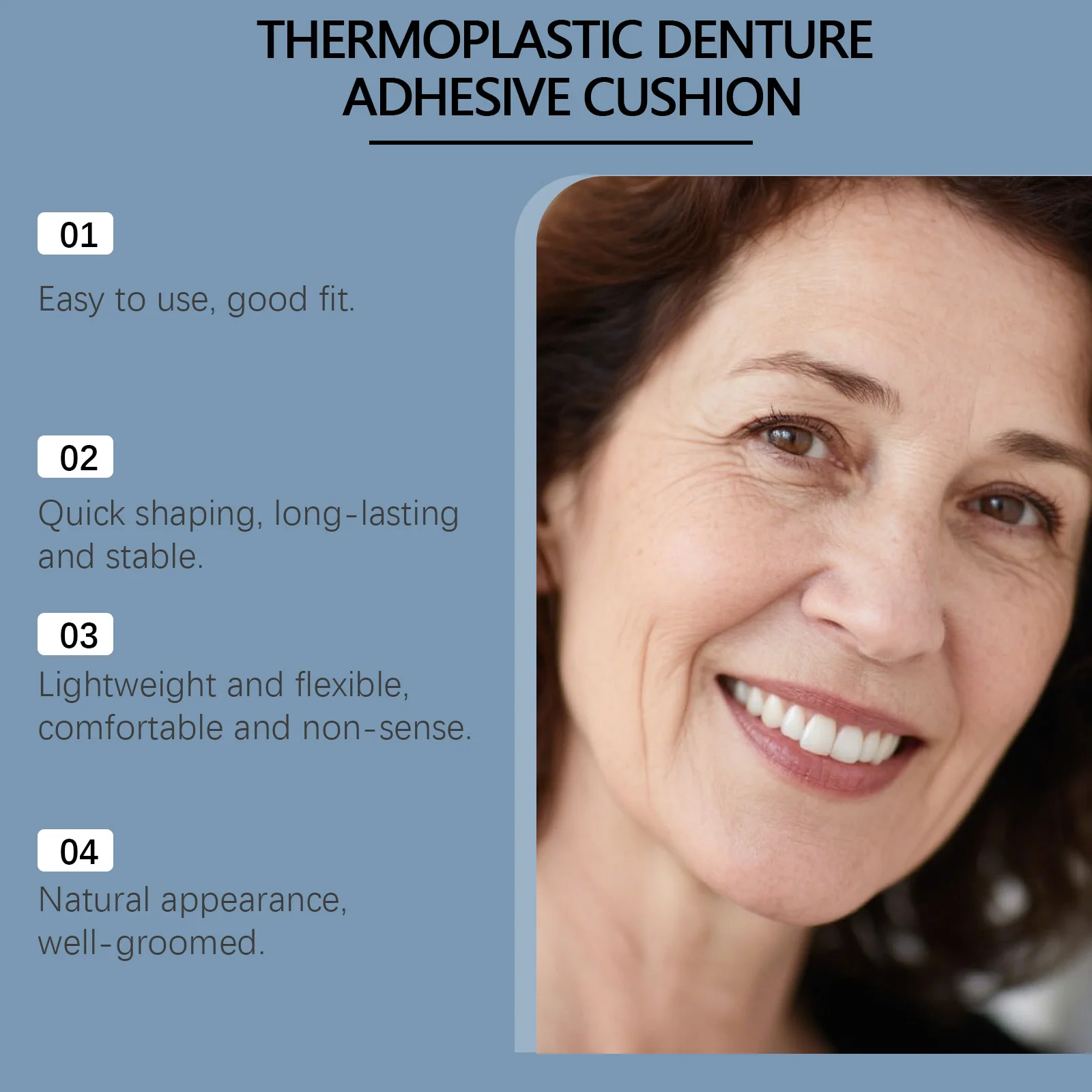 Natural Smile Beauty Denture Decoration Set: A daily denture set with mild and comfortable materials, enhancing aesthetics.